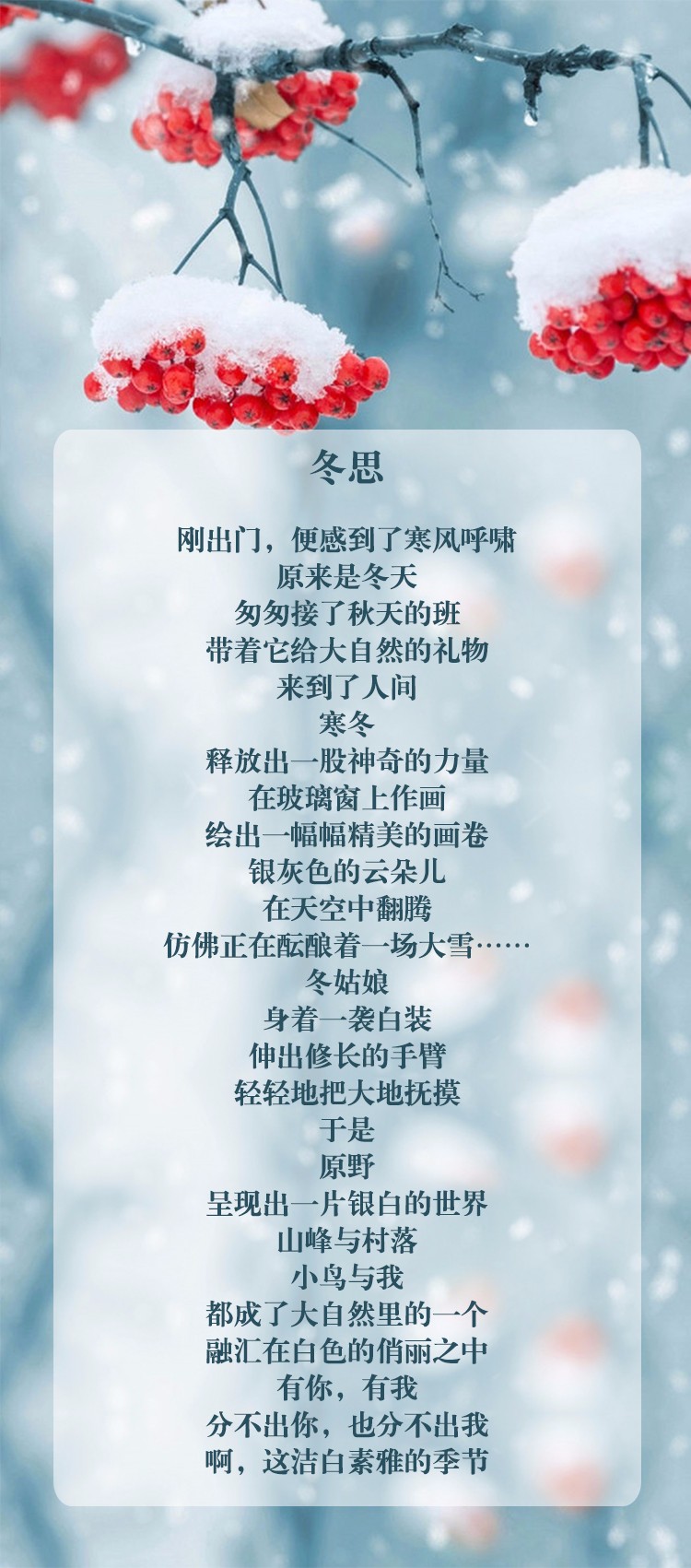 冬天来了,张伊也为您读诗一首《冬思》,让你感悟冬季的美好.